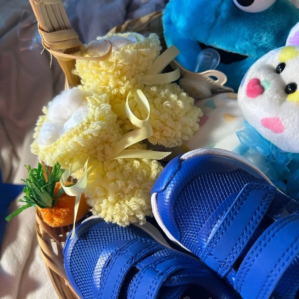🧺 Vintage Cookie Monster & Booties Infant Easter Basket Baby Gift Set
